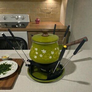 Vintage 1972 IMPERIAL International Japan Enamelware Epicure Fondue Set | Forks